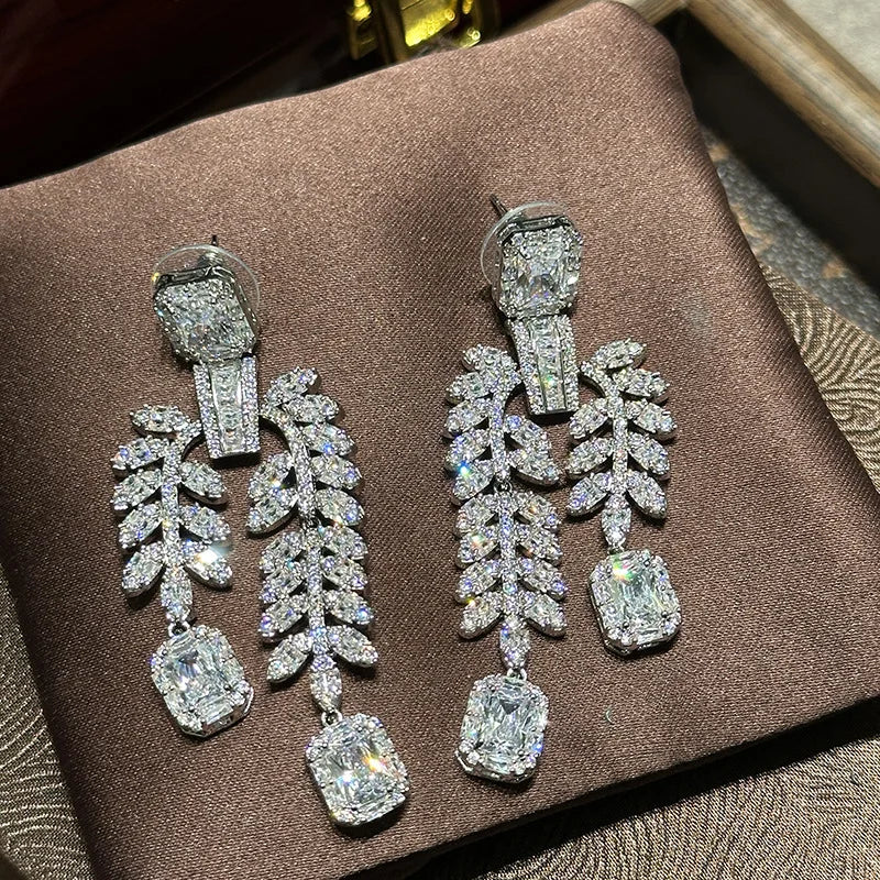 Luxury Zircon Wedding Earrings Cubic Zirconia Bridal Water Drop Earring For Bride Accessories Women Evening Party Dress Jewelry