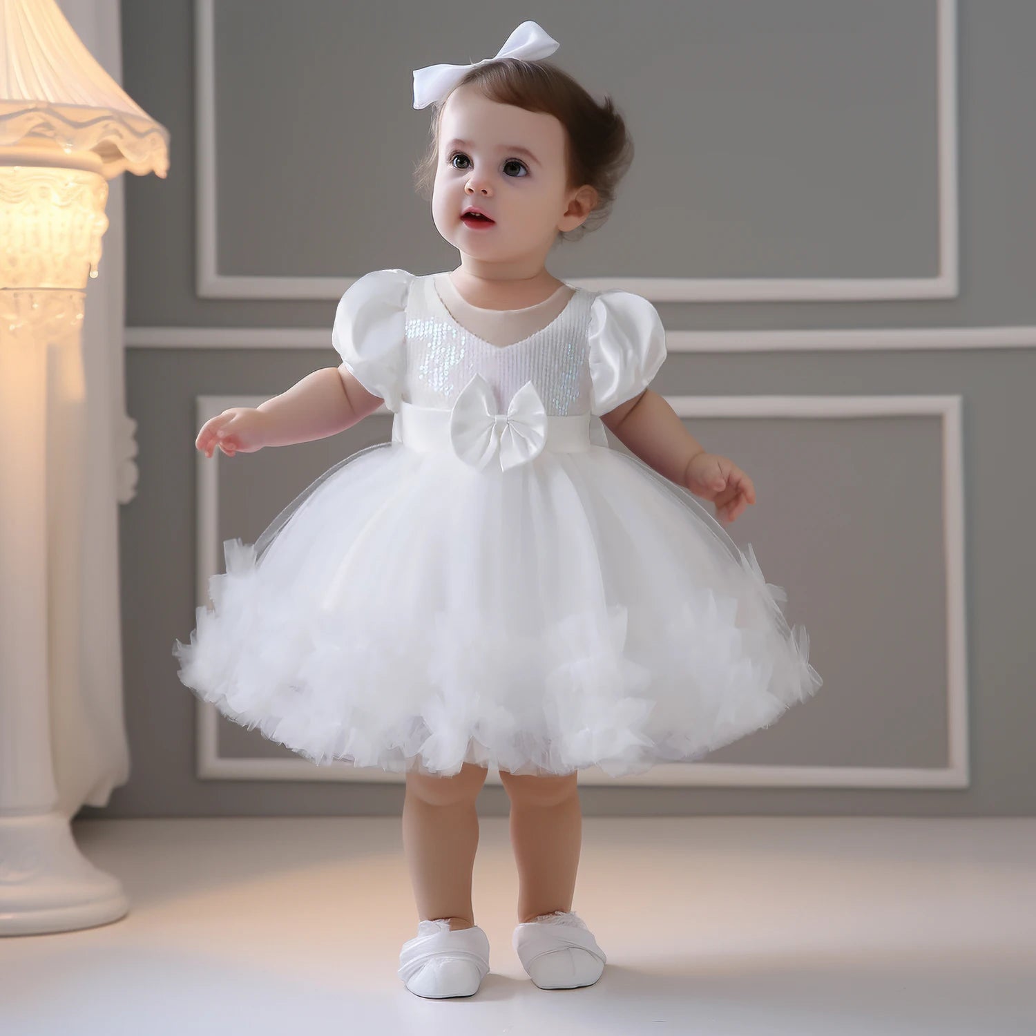 Peuter meisjes 1e verjaardag kleren boog schattige baby doop jurk kinderen trouwfeest elegante prinses witte vestidos babymeisje jurk