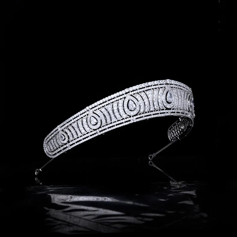 Cubic Zirconia Tiara Crown Prom Party Zircon Headband For Brides Women Headpiece Gifts Wedding Accessories Bridal Hair Jewelry