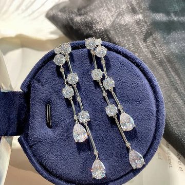 Luxury Zircon Wedding Earrings Cubic Zirconia Bridal Water Drop Earring For Bride Accessories Women Evening Party Dress Jewelry