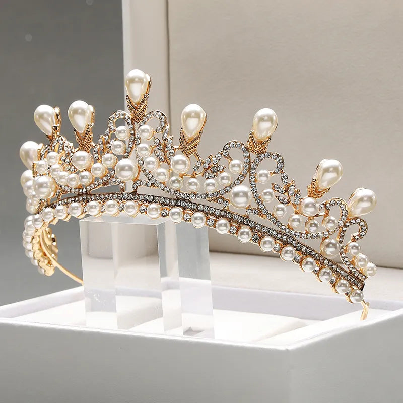 Itacazzo Gelin Meşası - Bir Altın Lady Moda Düğün Prensesi Taklit İndirimi İnci Klasik Tiaras Kız Lüks Doğum Günü Taç