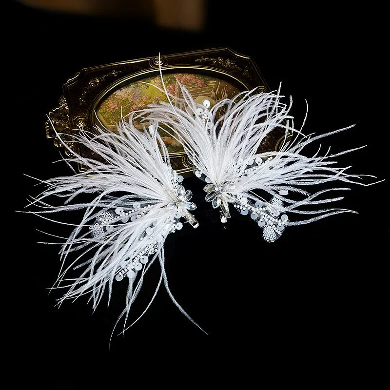 Wedding Accessories Feather Head Piece Evening Party Hairpin For Brides Bridesmaids Women Prom Hair Pin Clip Bridal Jewelry