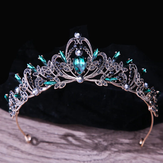 DIEZI Baroque Luxury AB Crystal Bridal Tiara Crown Women Vintage Fashion Bride Queen Headbands Hair Jewelry Wedding Accessories