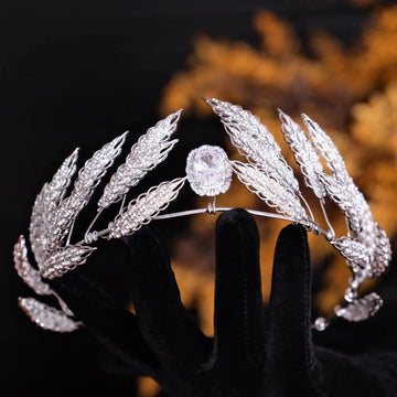 Rhinestones Zircon Tiaras and Crowns Leaf Crystal Diadem Brides Prom Pageant Headband Wedding Accessories Bridal Hair Jewelry