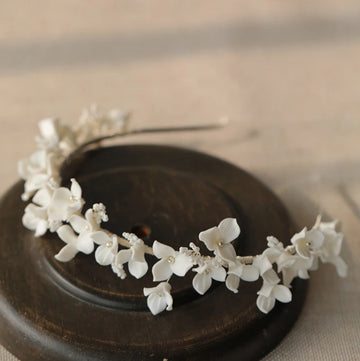 Porcelain Flower Headband Hairband For Bride Silver Color Headpiece Headdress Headwear Bridal Jewelry Wedding Hair Accessories