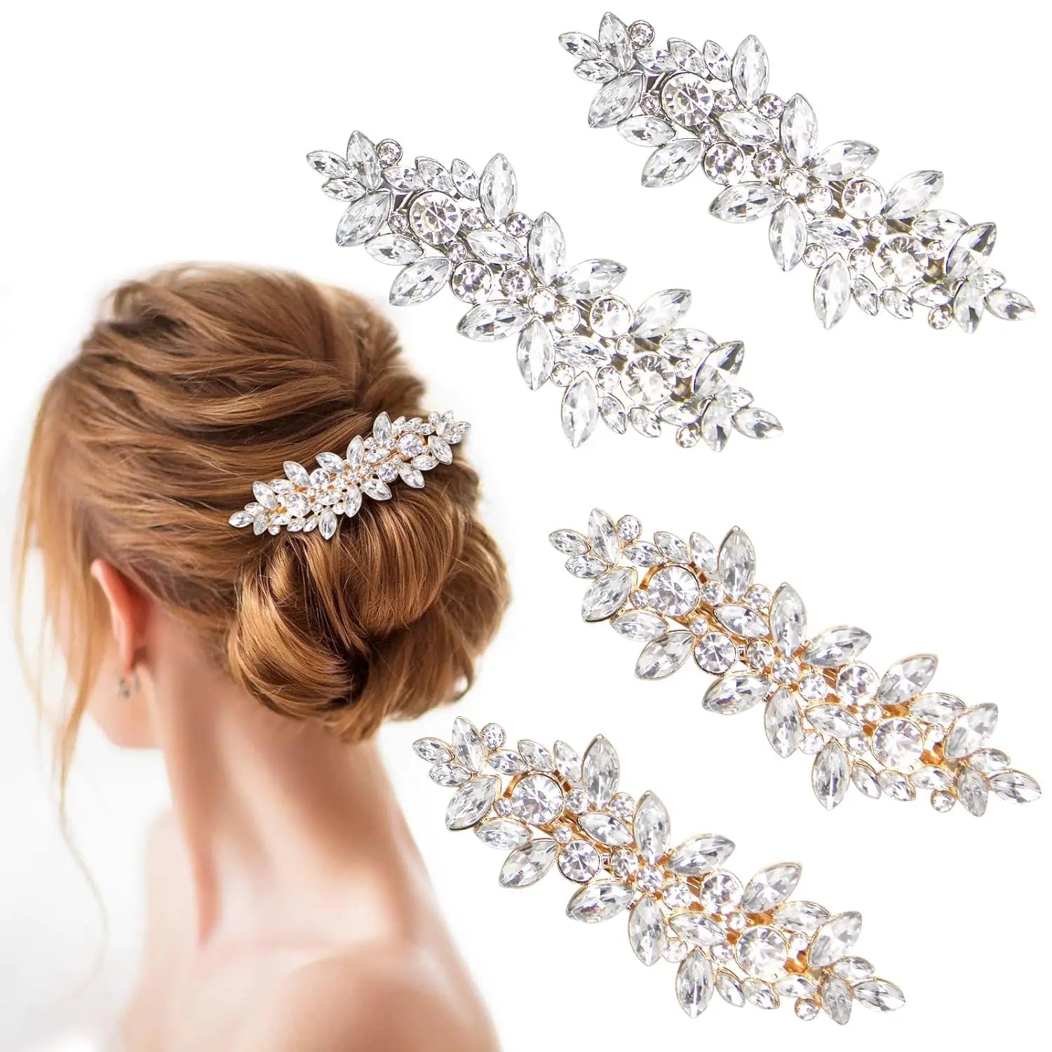 Luxe Rhinestone Haarspelden wieden Pearl Patch Crystals Haarclip Haaraccessoires voor vrouwen Bruidale hoofddeksels Haarstylinggereedschap