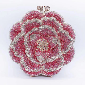 Pink/White Clear Flower Crystal Bag Floral Evening Clutches Luxury Women’s Mini Minaudiere Green/Silver/Golden Diamond Purses