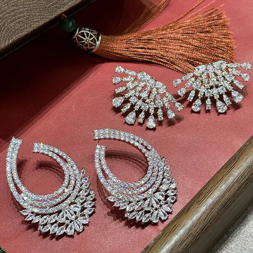 Luxury Silver Color AAA Zircon Bridal Earrings CZ Zirconia Wedding Earring For Women Brides Accessories Birthday Gift Jewelry