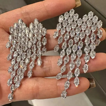 Luxury Heart CZ Zircon Bridal Earrings Cubic Zirconia Drop Wedding Earring For Brides Accessories Women Birthday Gift Jewelry