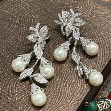 Luxury Pearl AAA Zircon Bridal Earrings Cubic Zirconia Wedding Earring For Women Bride Accessories Birthday Gifts Jewelry