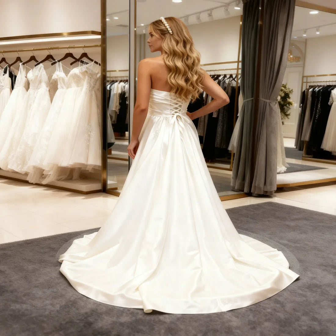 Romantic Mermaid Strapless Wedding Dresses With Detachable Train Backless Sheath Bridal Party Gown For Bride Vestidos Novia
