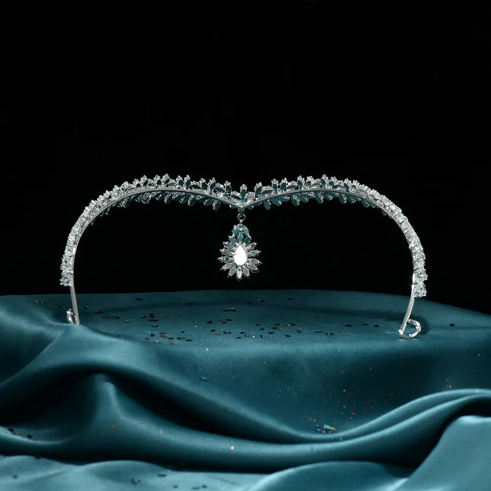Bridal Hair Jewelry CZ Zircon Tiara Headband Cubic Zirconia Headpiece Crown For Brides Women Prom Headdress Wedding Accessories