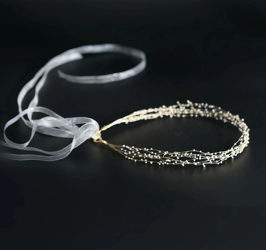 Handmade Gold Color Headband Hairband Vintage Headpiece Bride Prom Headwear Headdress Bridal Jewelry Wedding Hair Accessories