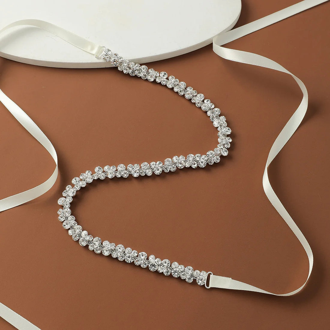 Crystal Rhinestones Wedding Belt Silver Color Bridal Belts Sash For Women Party Evening Dress Brides Jewelry