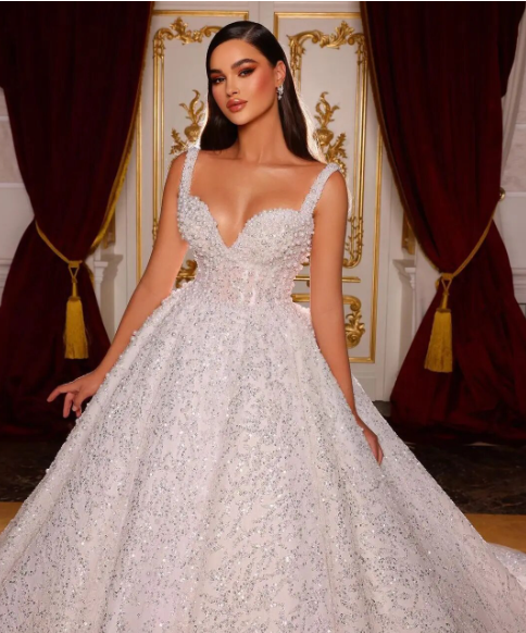 Belles nouvelles robes de mariée A-Line Sexe Serme sans arrière-sans épaule sans manches