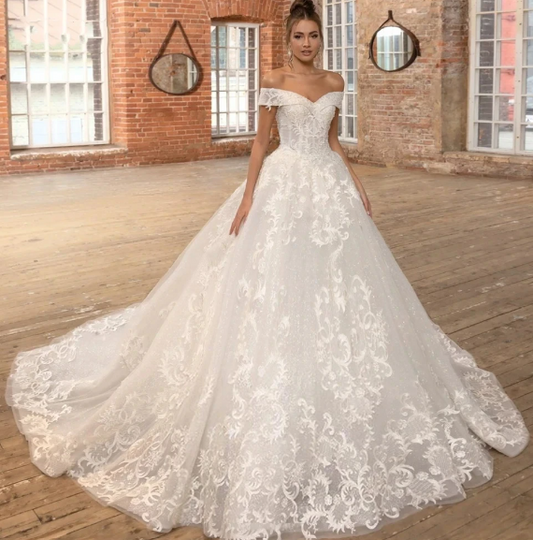 Розкішні кулі Gwon Весільні сукні для жінок 2024 від плечових бісерних аплікацій Весільне сукня Vestidos de novia