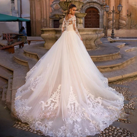 Дарла сексуальна весільна сукня з русалкою кохані з довгим рукавом знімний потяг 2 в 1 мереживному весільному сукні Vestidos de novia 2024