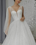 A Line Wedding Dresses Two Straps Lace Appliqque Bridal Gowns Vestidos De Novia Robe De Mariée Ivory