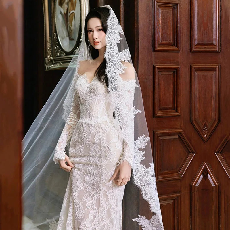 200cm White Bridal Veil Long Wedding Veils For Brides Evening Dinner Party Dress Women Girl Gifts Hair Accessories Jewelry