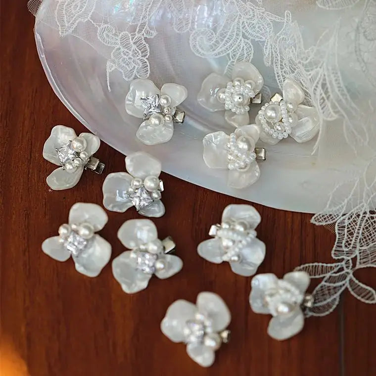 Pearls Hair Pin Clip Crystal Head Piece For Bride Bridesmaids Women Rhinestones Hairpin Bridal Jewelry Wedding Accessories
