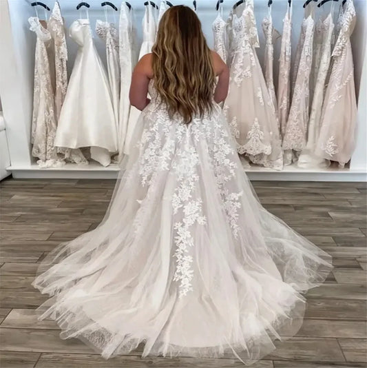 Plus taille robe de mariée boho appliques en dentelle de la country