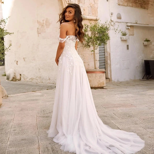 Витончені весільні сукні для жінок 2024 A-Line весільні сукні мереживні аплікації з елегантних халатів 2023 Vestidos de novia