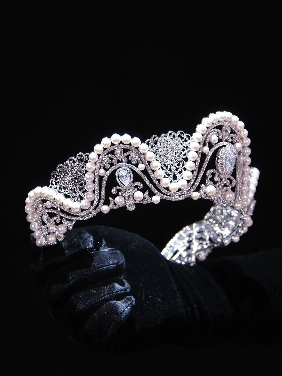 Bridal Hair Jewelry Big Large Tiaras and Crowns Crystal Pearl Diadem For Bride Women Princess Queen Headband Wedding Accessories