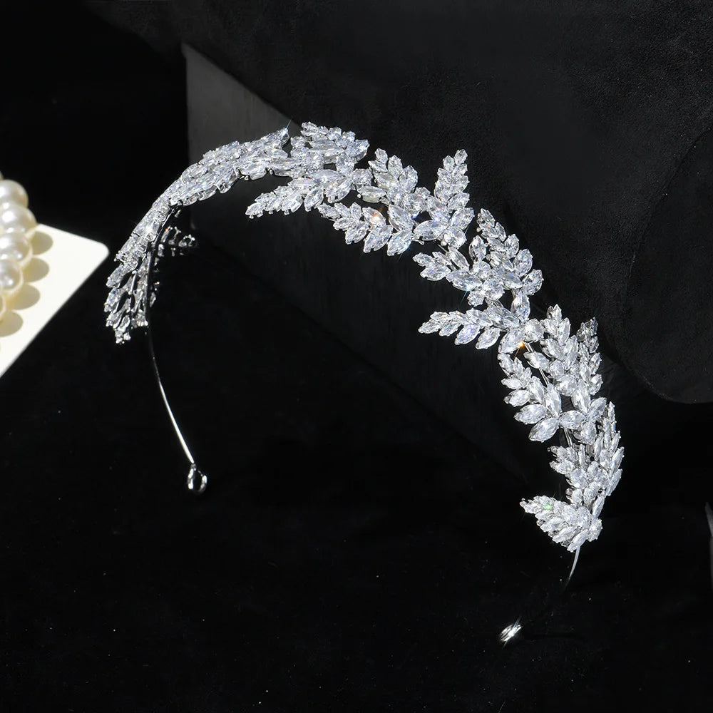 AAA Zircon Tiaras and Crowns Cubic Zirconia Headband For Brides Women CZ Headpiece Bridal Jewelry Wedding Hair Accessories