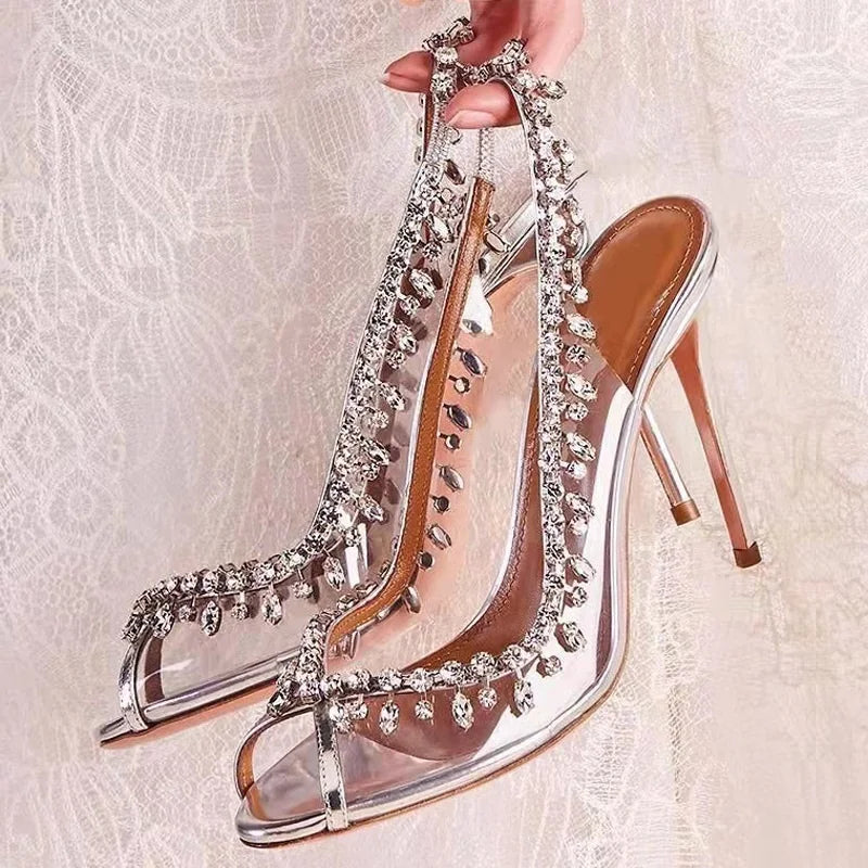 Transparent peep toe women pumps sexy elegant stiletto high heels mule party prom wedding sandals – Pollyanna Events