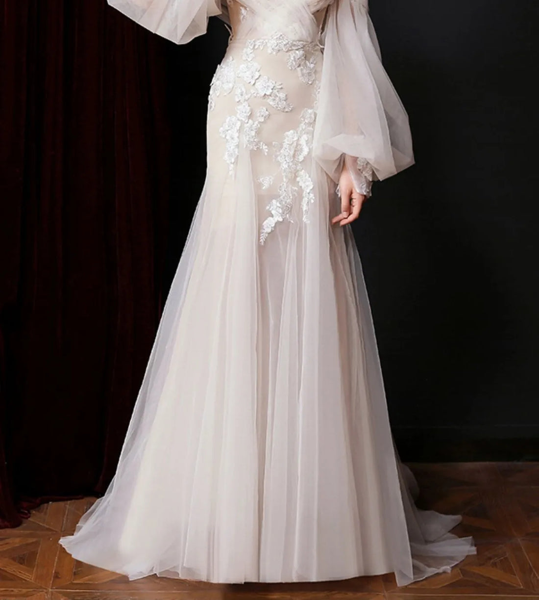 Elegant Princess Wedding Dresses 2026 Sheer Neck Long Puffy Sleeves Lace Appliques Bridal Bride Gowns Dress Vestidos De Noiva