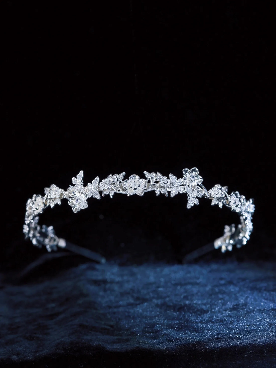 Flower Headband Hairband Tiara Silver Color Headpiece For Bride Zircon Headwear Crown Bridal Hair Jewelry Wedding Accessories