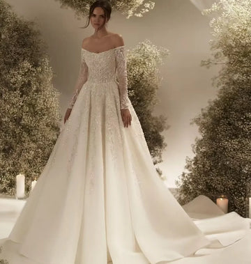 Customized  A-Line Wedding Dresses Stunning For Women Sweetheart Shiny Lace Beaded Elegant Bridal Gowns Vestidos De Novia