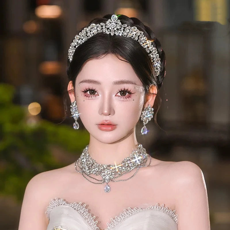 Crystal Tiaras and Crowns Rhinestones Zirconia Diadem For Brides Princess Queen Headband Wedding Accessories Bridal Hair Jewelry