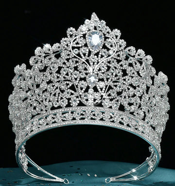 Zirconia Tiaras and Crowns Rhinestones Headband For Brides Party Big Large Headpiece Wedding Accessories Bridal Hair Jewelry