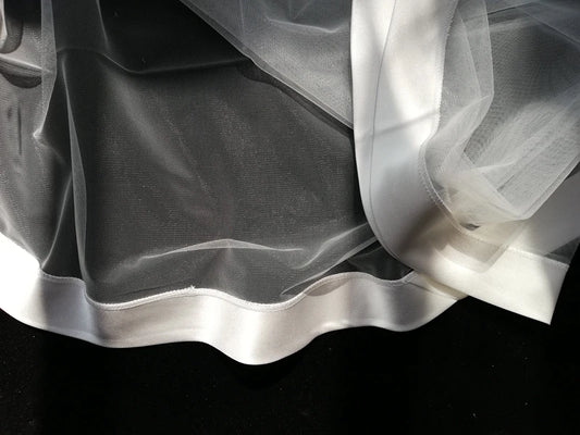 One Layer Satin Ribbon Edge Wedding Veil 1T Bridal Veils Without Comb