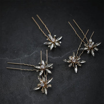 Wedding Accessories Crystal Rhinestones Hair Pins Clips Gold Color Head Pieces For Brides Bridesmaids Hairpins Bridal Jewelry