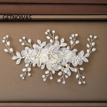 Flower Pearl Crystal Clip Hair Hairpin Bands de cabeceira para mulheres Acessórias de cabelo de casamento Jóias Tiara Gift