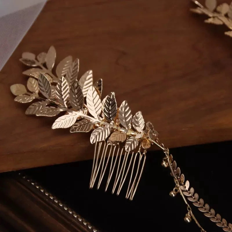 Wedding Accessories Vintage Hair Comb Pin Clip Gold Color Hairpin For Brides Bridesmaids Gift Leaf Head Piece Bridal Jewelry