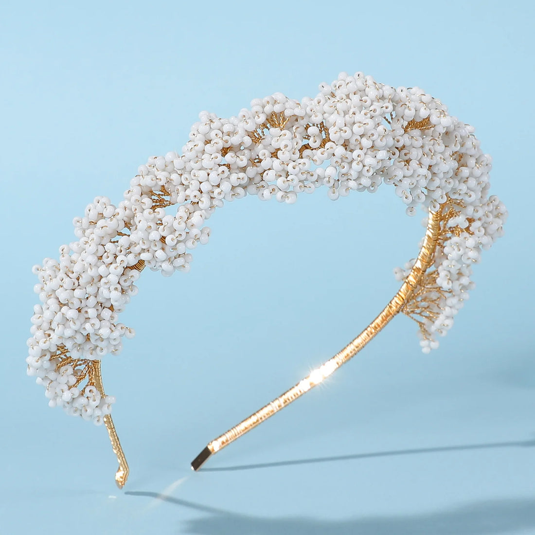 Gold Color Headband Hairband Handmade Headpiece For Bride Women Headwear Headdress Bridal Hair Jewelry Wedding Accessories