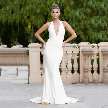 Elegant Mermaid Wedding Dresses Women 2025 V-Neck Open Back Simple Bridal Gown Customized Vestidos De Novia Brides Dress