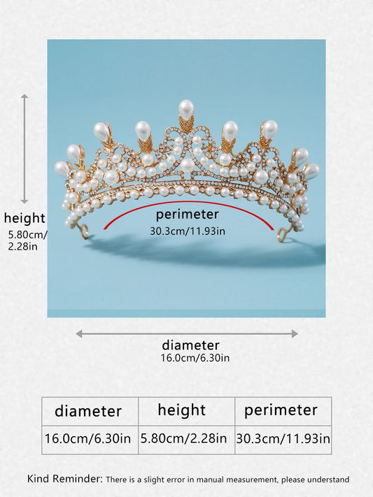 Teste per sposa Itacazzo - A Golden Lady Fashion Wedding Princess imitazione perle Tiara classiche Ragazza di compleanno lussuosa corona di compleanno