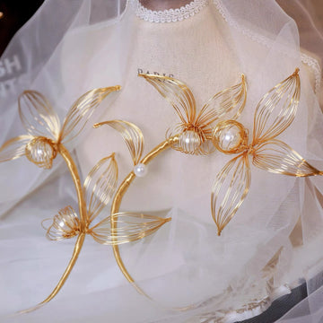 Gold Color Hair Pin Clip Pearl Head Piece For Bride Bridesmaids Handmade Hairpin Bridal Jewelry Wedding Accessories