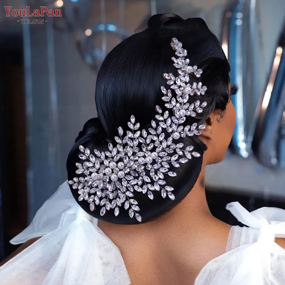TopQueen HP434 Silver Bridal Headband Wedding Hair Accesors Pearls Pearls Bridal Headselio Administrador de cabello Femenino