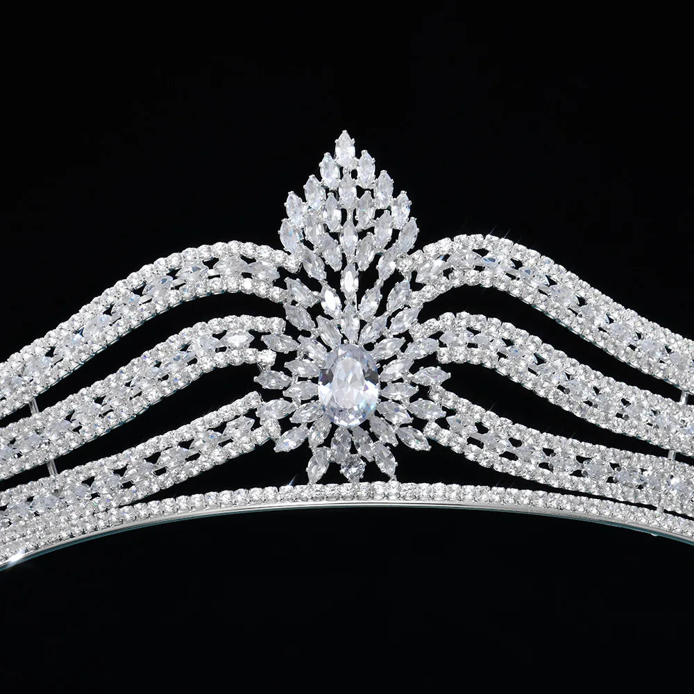 Wedding Hair Accessories Cubic Zirconia Tiaras and Crowns Zircon Headpiece For Brides Women Pageant Prom Headband Bridal Jewelry