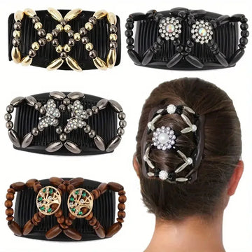 European and American Fashion Beaded Versatile Hair Comb Women's Handmade Beaded Versatile Magic Hair Comb Headwear Accessories