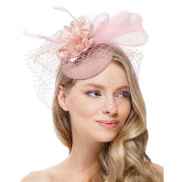 Fascinators voor vrouwen thee feest hoofdtandhoed bloem mesh linten veren haarclip voor bruiloft cocktailhoofdband accessoires