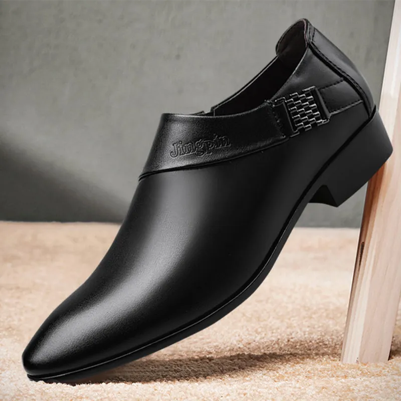 Hombres PU Zapatos de cuero zapatos de vestir formales para masculinos Party de la fiesta de la fiesta del tamaño de la mujer zapatos de trabajo en la oficina de bodas Slip On Business informal Oxfords