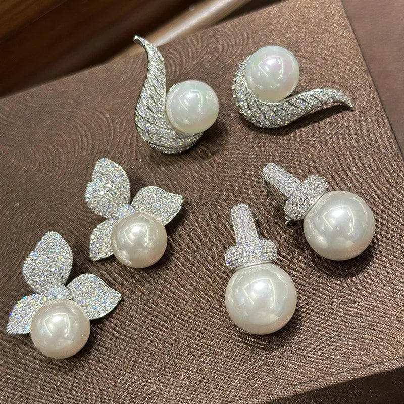 Vintage Pearl Zircon Bridal Earrings Cubic Zirconia Wedding Earring For Bride Women Accessories Party Dinner Dress Jewelry