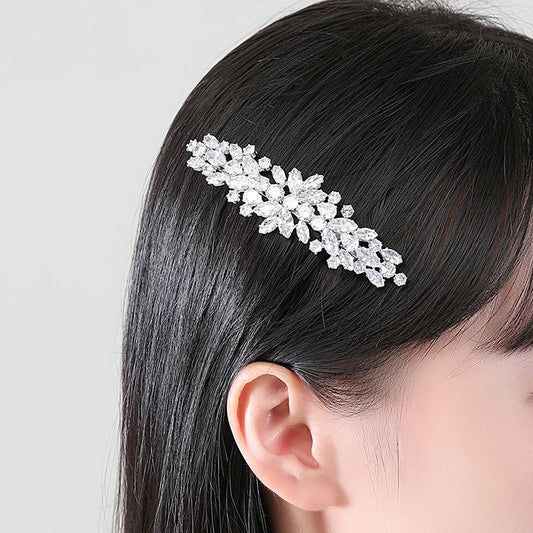 Luoteemi Flower CZ Hair Barrette pour le mariage éblouissant en zircone cucone décoration de cheveux Bride Clips de cheveux Cadeaux de Noël