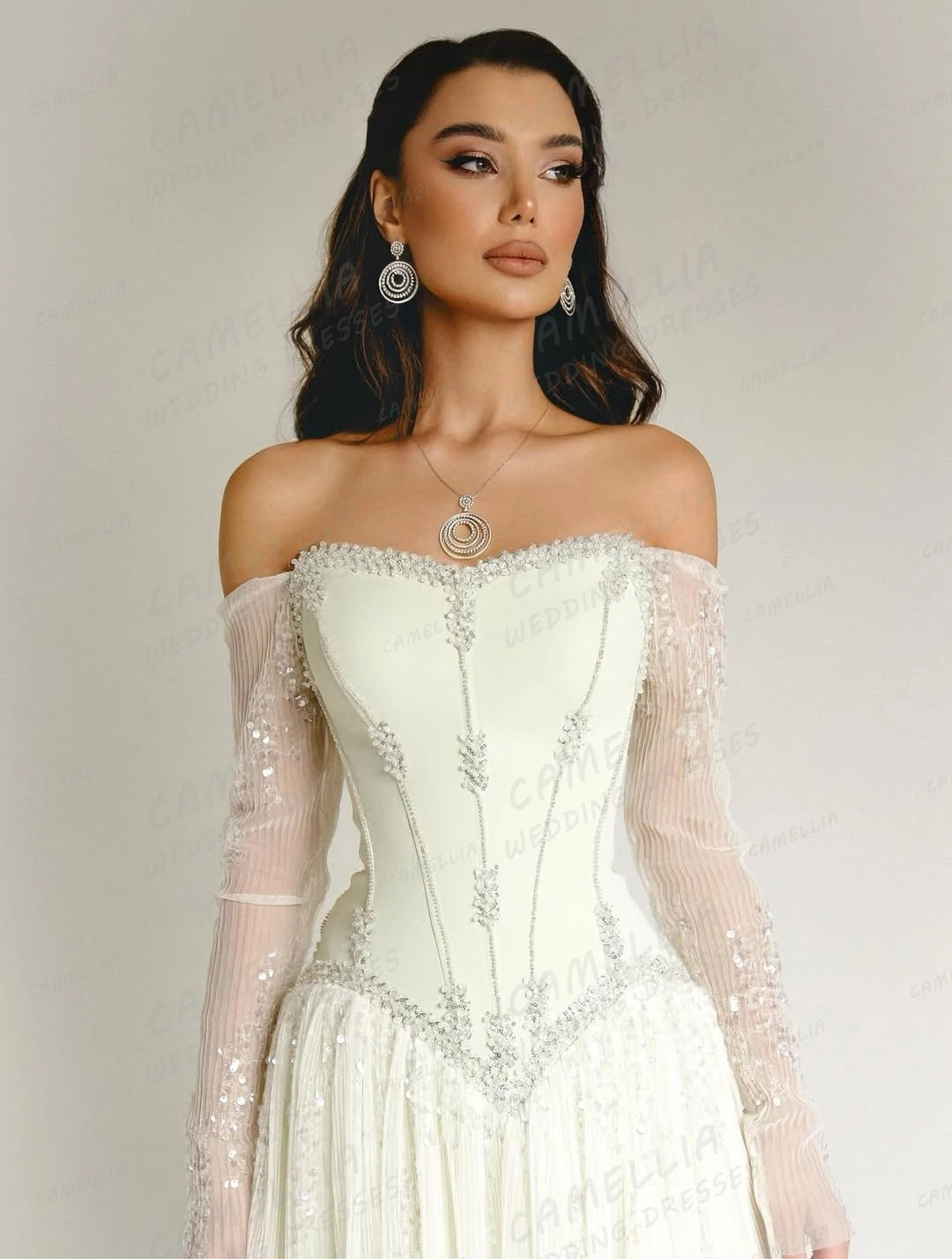 Luxury Wedding Dresses A Line Women's Sexy Soft Long Sleeve Lace Elegant Bridal Gowns Vestidos De Novia Customized 2026 Formal